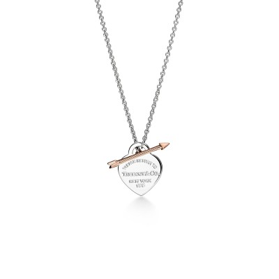 TIFFANY LOVESTRUCK HEART TAG PENDANT IN SILVER AND ROSE GOLD, MEDIUM 70878224